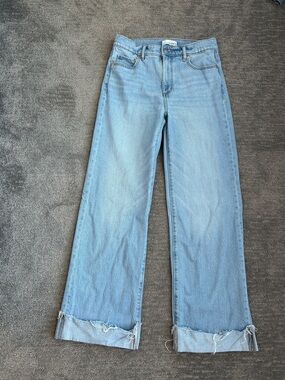 Loft Light Wash Wide-Leg Women's Jeans - Casual Cuffed Style